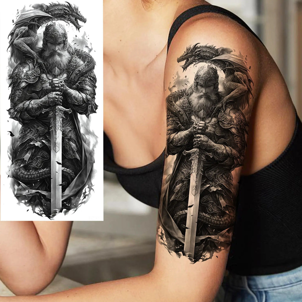 Spartan Warrior Temporary Tattoo — Realistic Waterproof Body Art