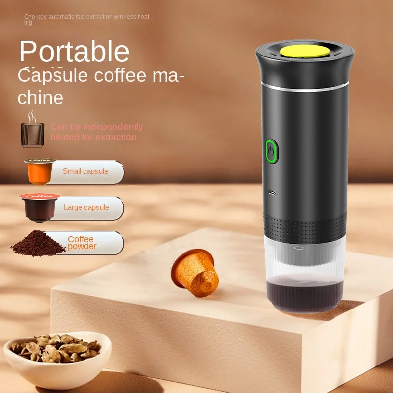 Portable Wireless Espresso Machine — 3-in-1 Capsule, Pod & Ground Coffee Maker for Travel & Car