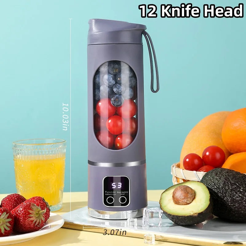 2025 Mini Electric Juicer 450ml — Powerful Motor, Digital Display, Crushed Ice