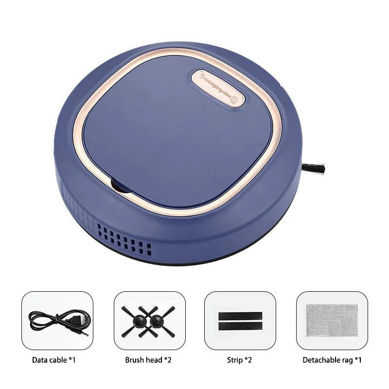 Tactile Activation 3-in-1 Sweeping Robot — Wet & Dry USB Rechargeable Auto Vacuum