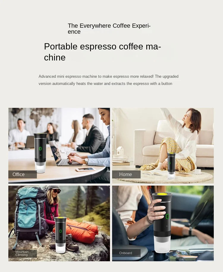 Portable Wireless Espresso Machine — 3-in-1 Capsule, Pod & Ground Coffee Maker for Travel & Car