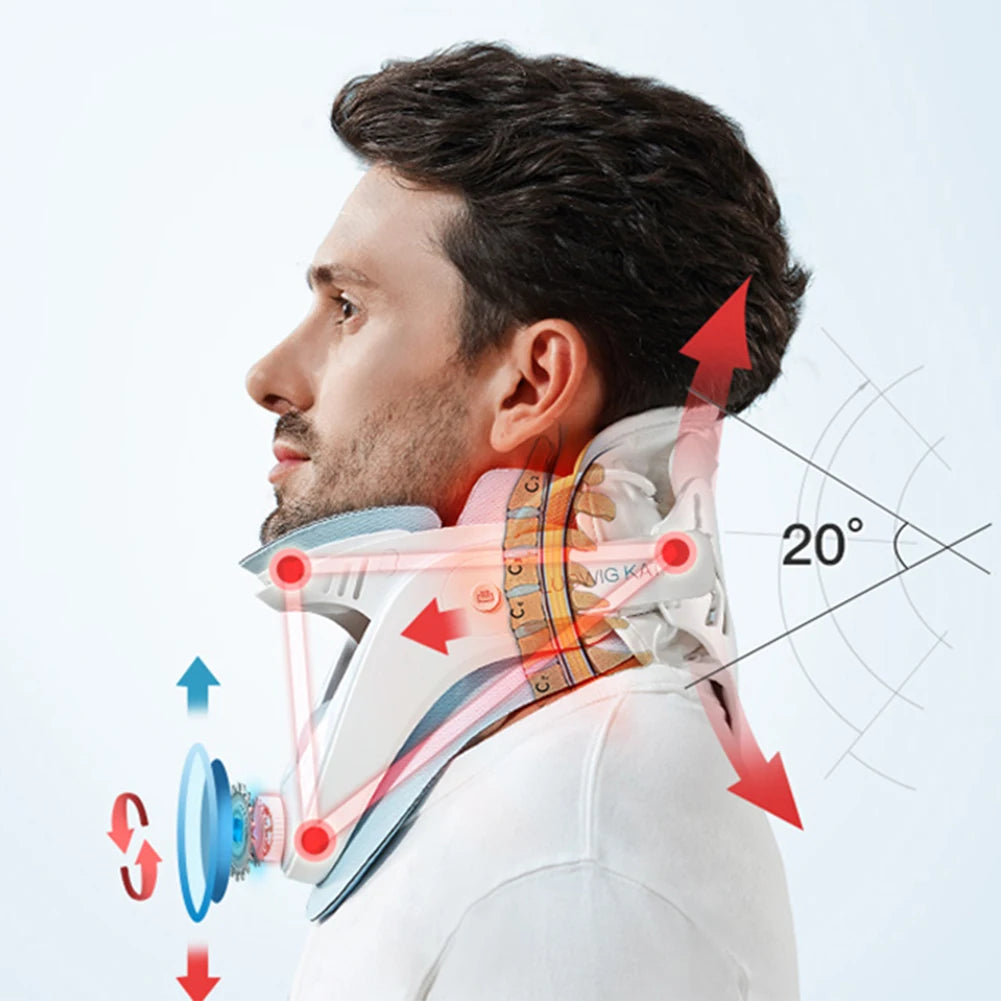Cervical Neck Traction Device with Airbag Support Neck Brace Adjustable Ergonomic Neck Stretcher for Cervical Spine Alignment