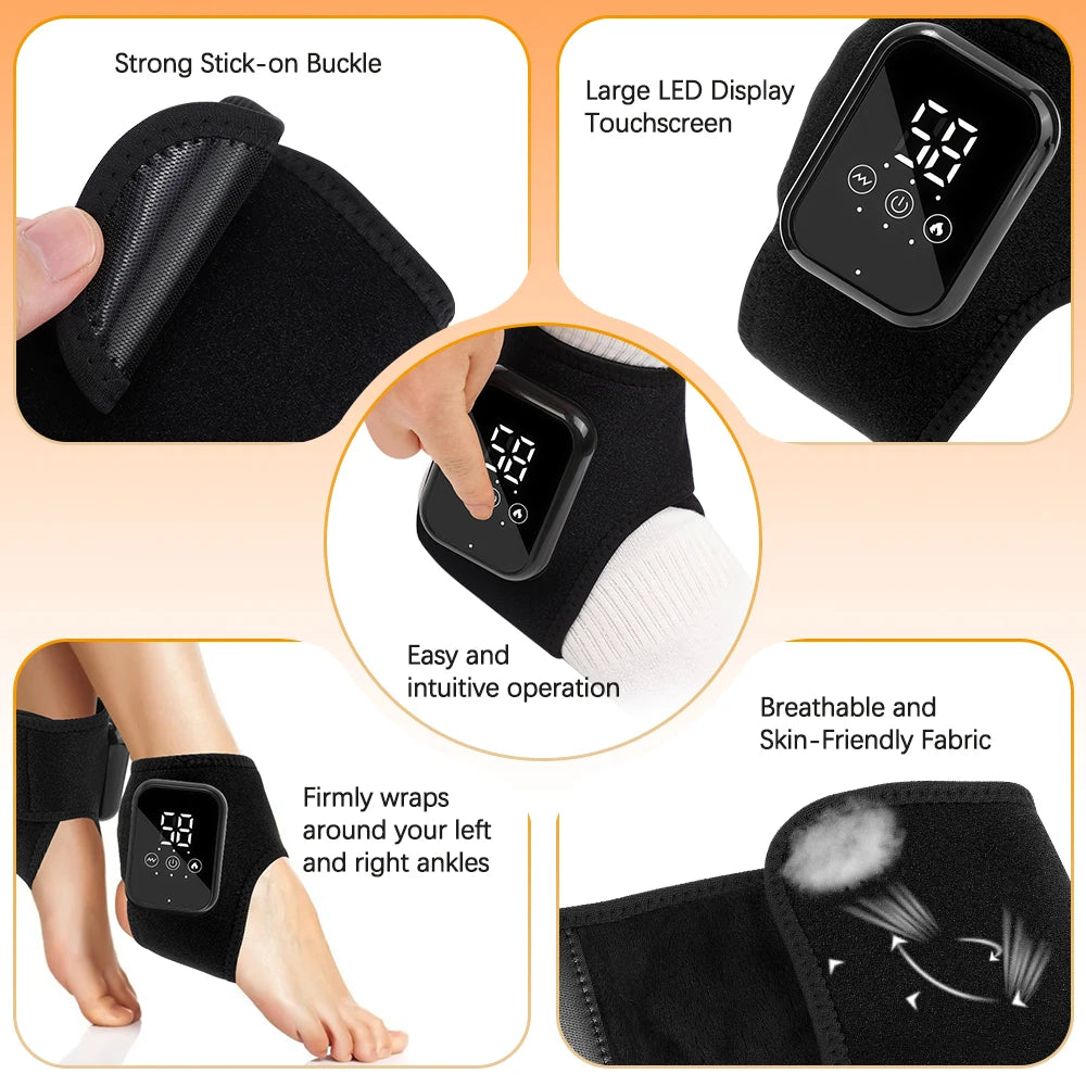 Foot Heat Massager Hot Compresses Vibration Massager Breathable Material USB Foot and Ankle Joint Hot Compress Protection ﻿