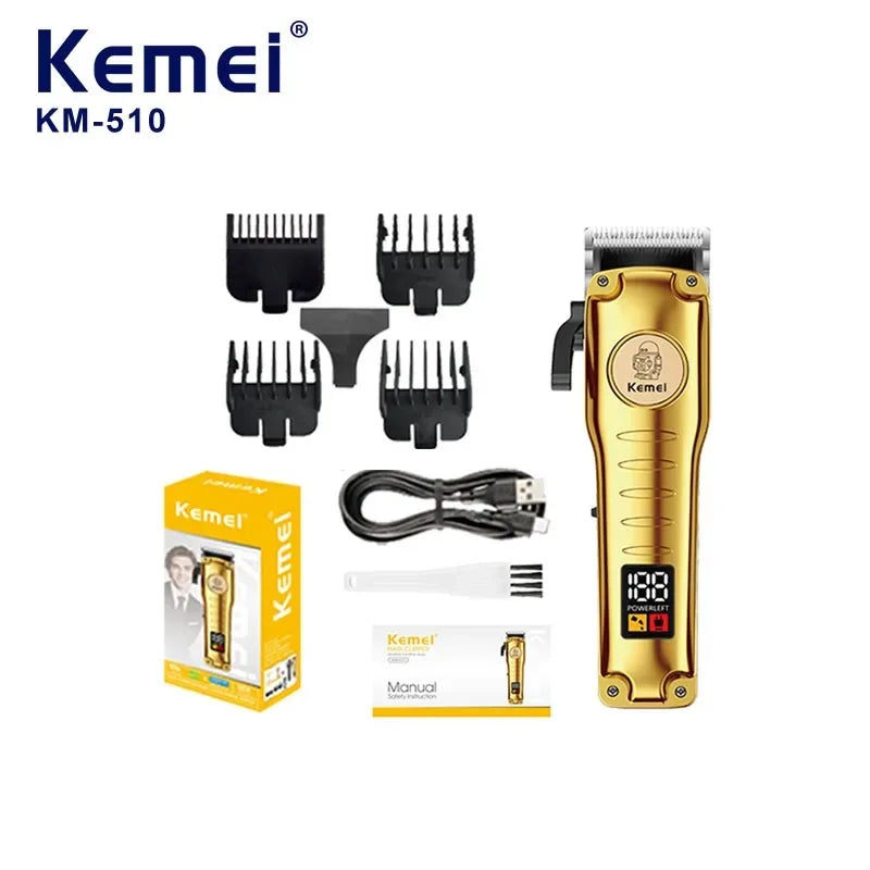 Kemei Professional Hair Clippers Electric Cordless Hair Trimmer with LCD Display USB Rechargeable Hair Cutting Machine for Men