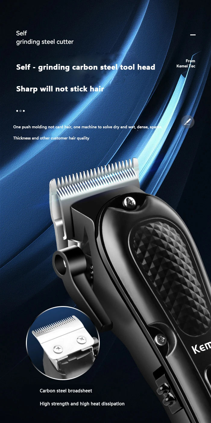 Kemei KM-1071 Cordless Hair Clipper — USB Rechargeable Powerful Beard Trimmer for Men