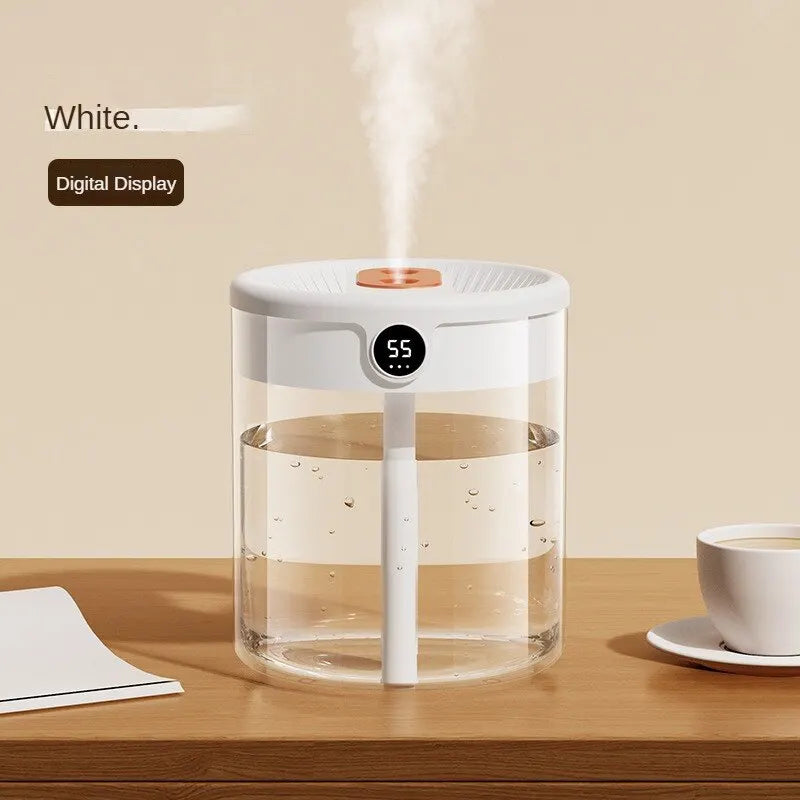 2L Double Spray Humidifier — Large Capacity Silent USB with Night Light & Digital Display
