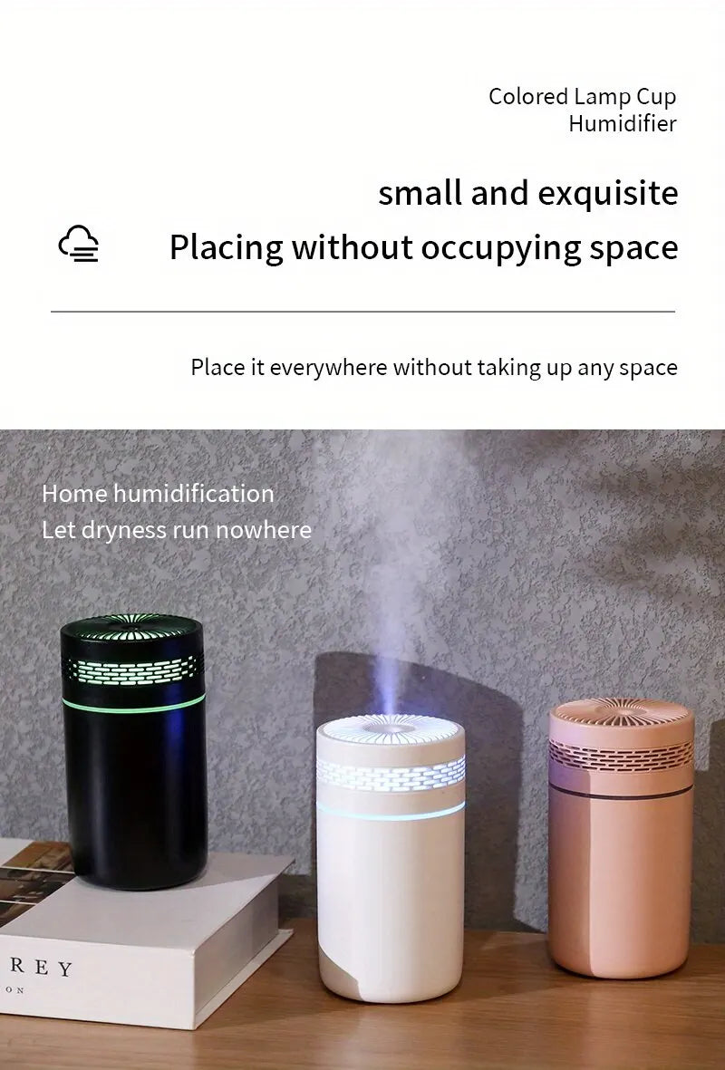 250ml Mini Car Humidifier — USB Spray Mist with LED Light & Essential Oil Diffuser