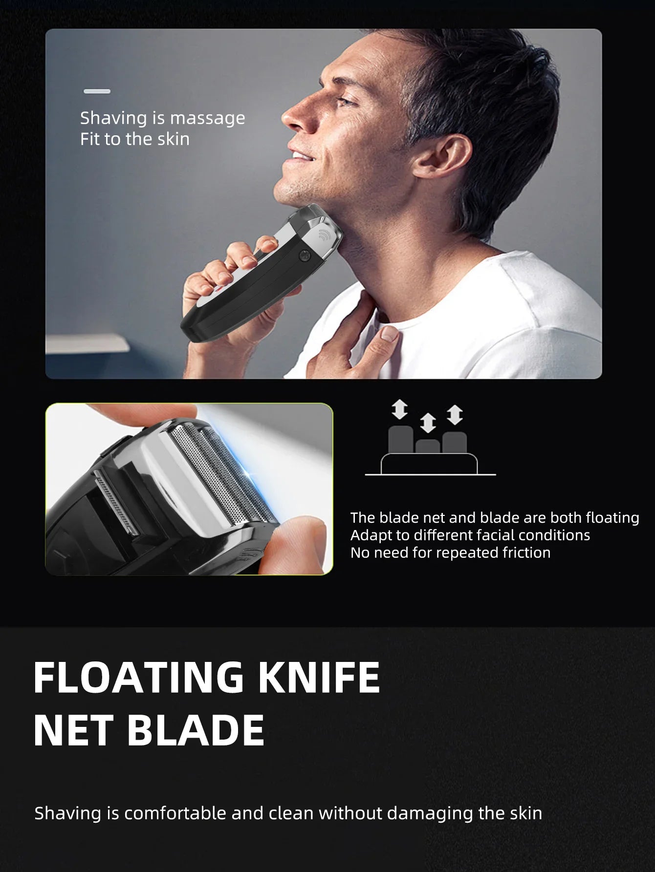 KEMEI KM-9038 Waterproof Reciprocating Cordless Razor USB Rechargeable Shaving Machine Barber Trimmer Electric Shaver for Men