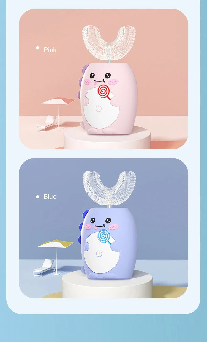 Kids Sonic Electric Toothbrush — U-Shaped Silicone 360° Smart Brush with Timer & Songs