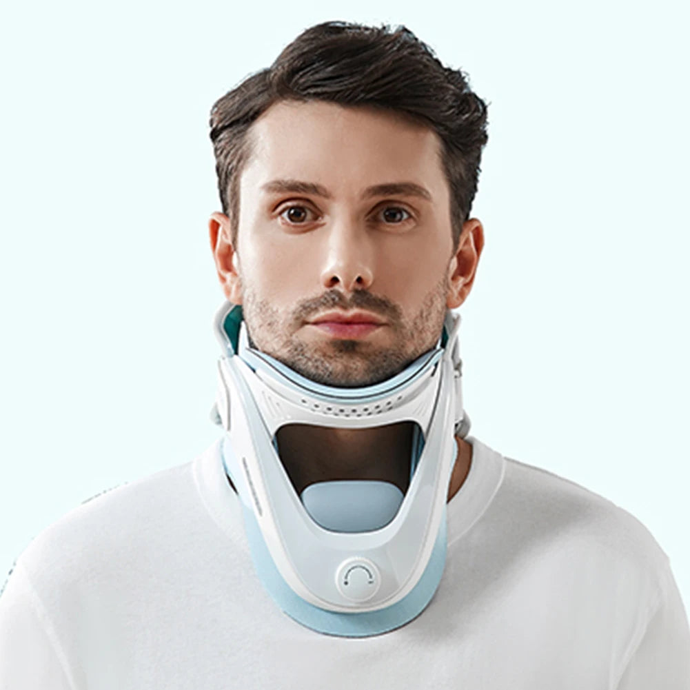 Cervical Neck Traction Device with Airbag Support Neck Brace Adjustable Ergonomic Neck Stretcher for Cervical Spine Alignment