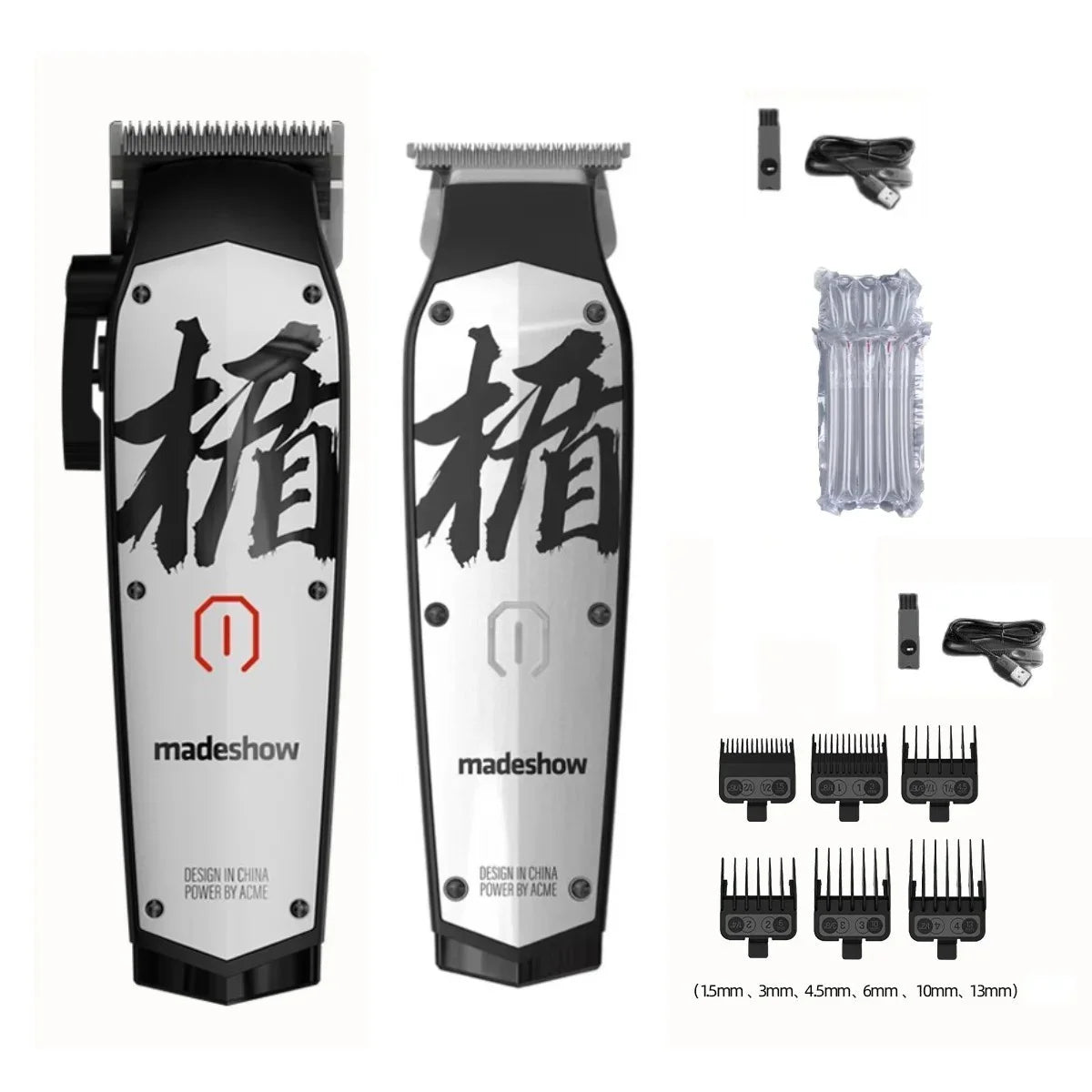 MadeShow M10/M11 Professional Hair Clipper & Trimmer Set — 0.1mm T-Blade High Speed
