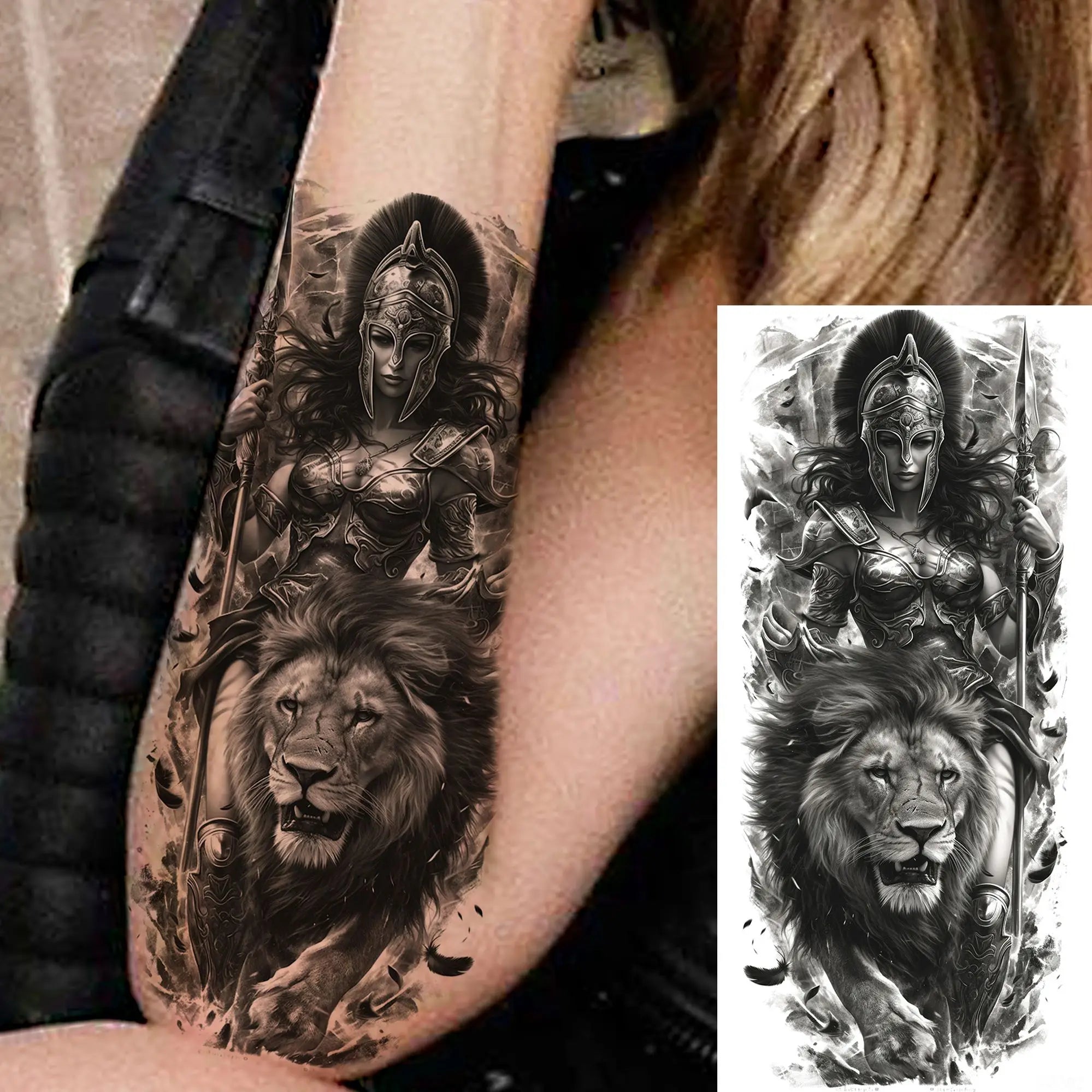 Spartan Warrior Temporary Tattoo — Realistic Waterproof Body Art