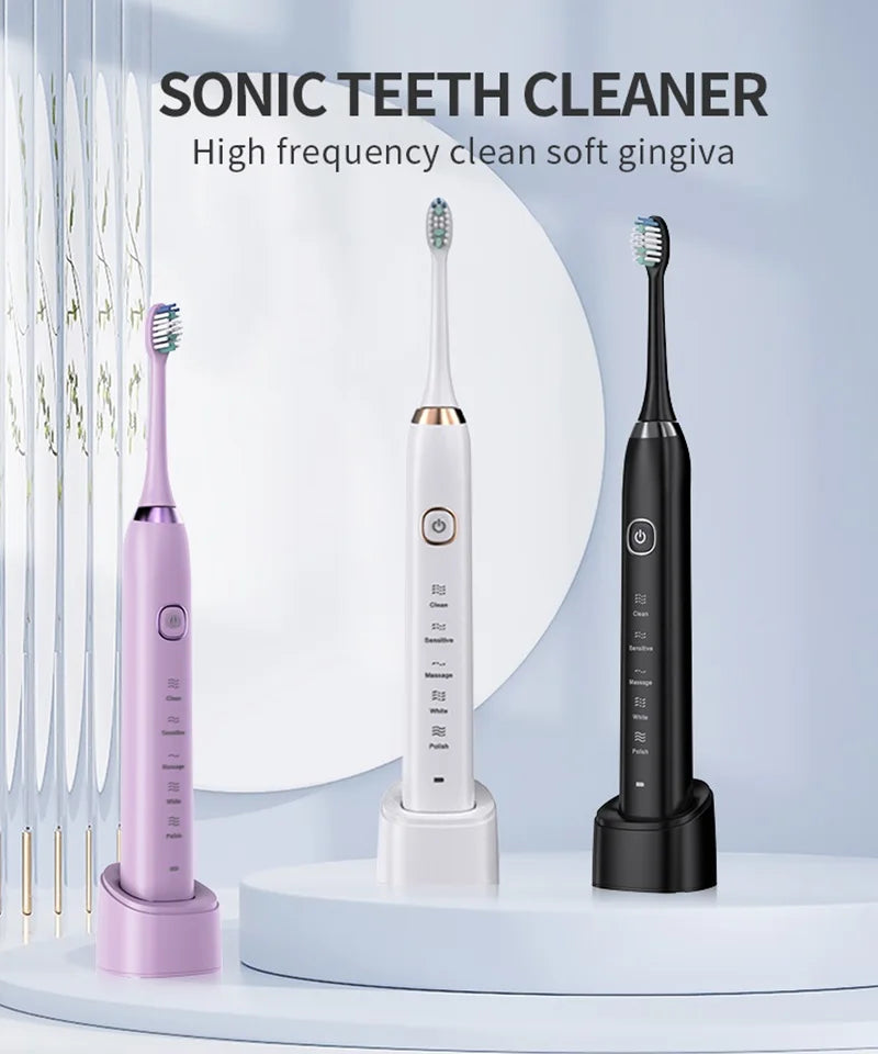 HOMEFISH Smart Sonic Electric Toothbrush Ultrasound IPX7 Rechargeable Tooth Brush 5 Mode Smart Time Teethbrush S100