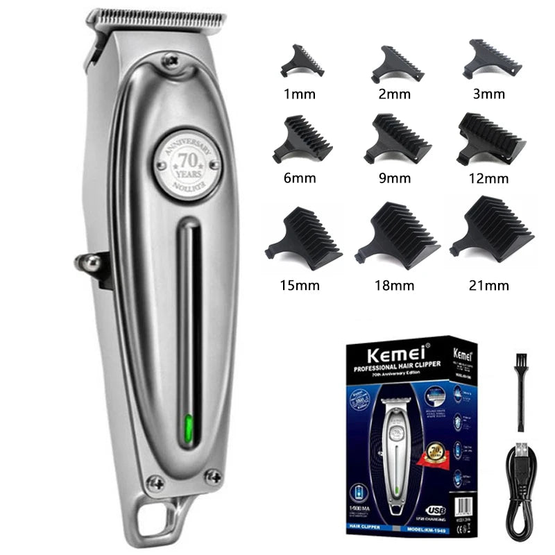 Kemei KM-1949 Pro Full Metal Hair Clipper — Professional Electric Barber Trimmer for Men