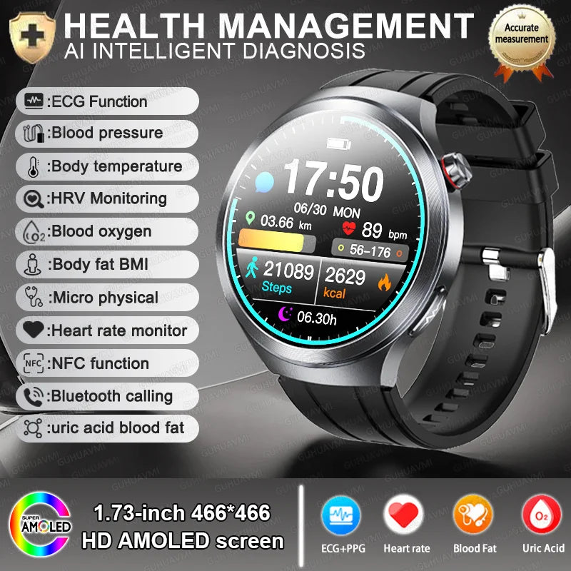 2026 ECG+PPG Health Smartwatch — NFC, 100+ Sports, HD Bluetooth Call for Men & Women