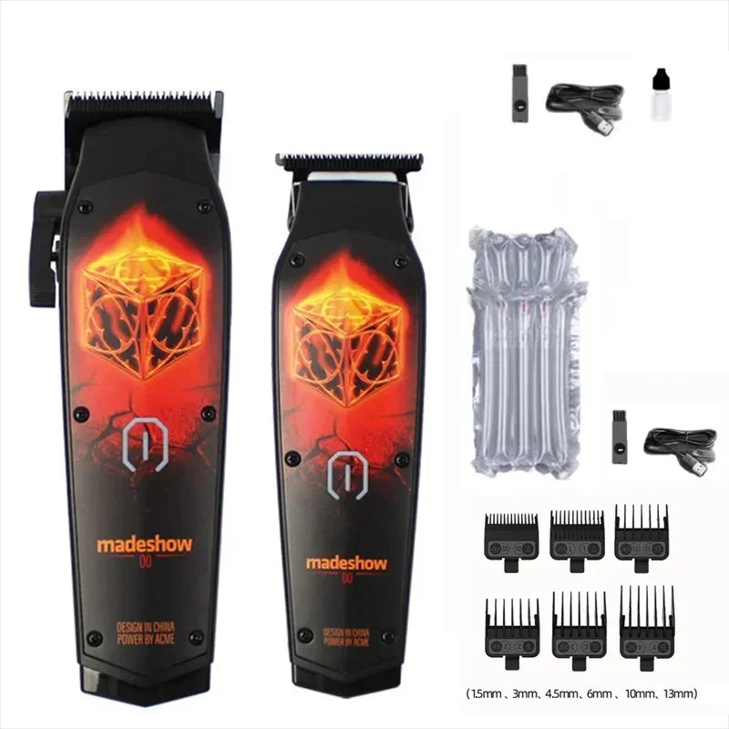 MadeShow M10/M11 Professional Hair Clipper & Trimmer Set — 0.1mm T-Blade High Speed