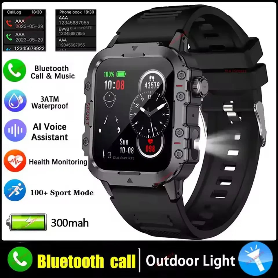 2026 Military Smartwatch — IP67 3ATM, GPS, Fitness Tracker & Bluetooth Calls for Men