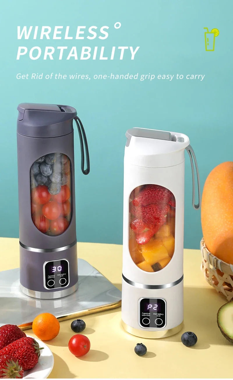 2025 Mini Electric Juicer 450ml — Powerful Motor, Digital Display, Crushed Ice