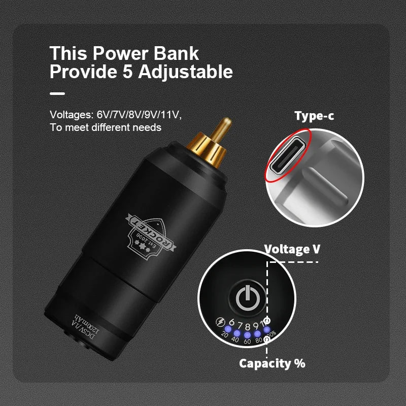DM Wireless Tattoo Kit — Complete Mini Rocket Machine Set