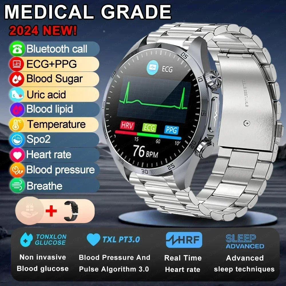 2026 Medical Grade Electropathy Smartwatch — ECG+PPG Blood Sugar, Lipid & Uric Acid