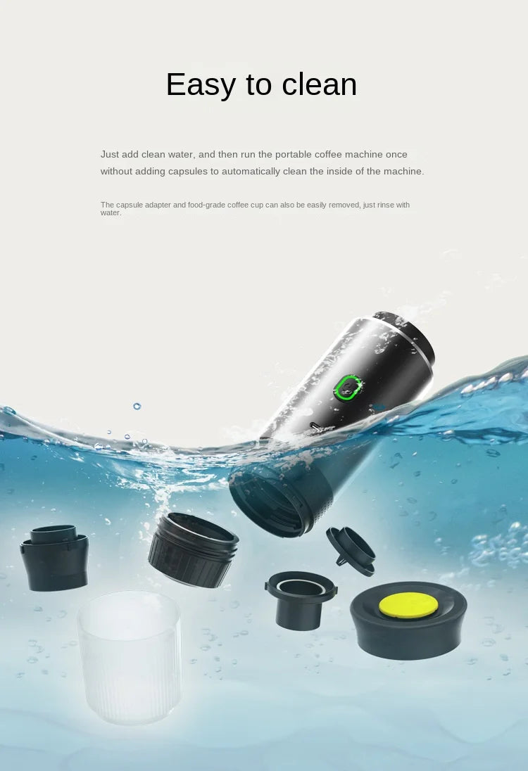 Portable Wireless Espresso Machine — 3-in-1 Capsule, Pod & Ground Coffee Maker for Travel & Car