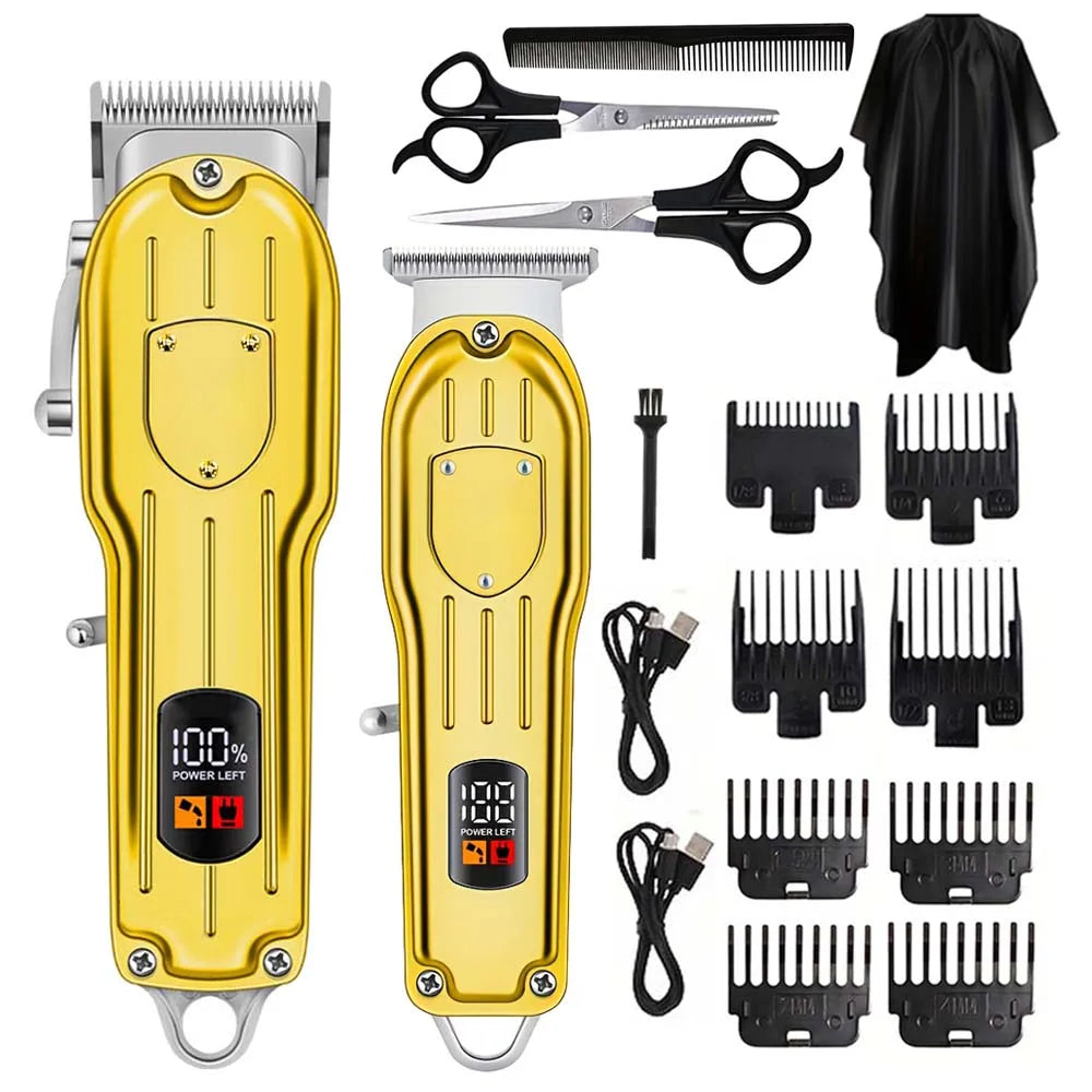 Professional USB Rechargeable Hair Clipper & Beard Trimmer — Complete Barber Kit for Men