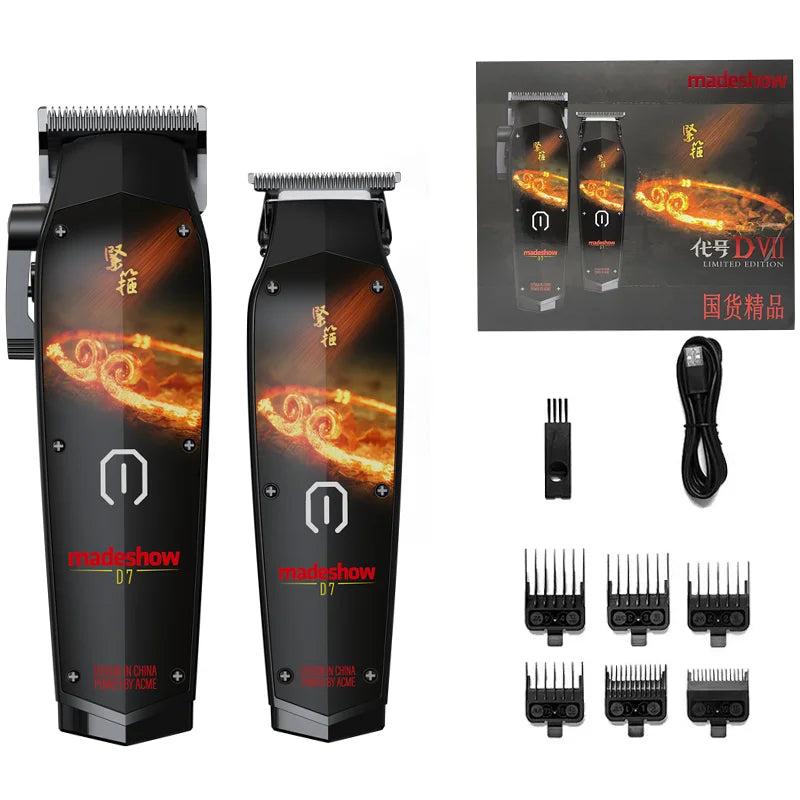 MadeShow M10/M11 Professional Hair Clipper & Trimmer Set — 0.1mm T-Blade High Speed
