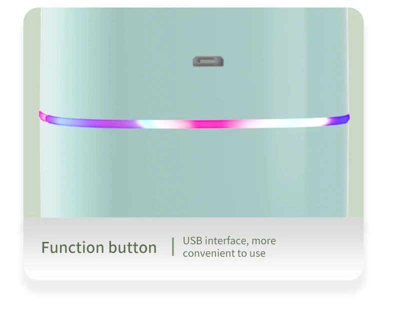 USB Air Humidifier 600ml — Double Spray, Essential Oil Aromatherapy for Home & Office