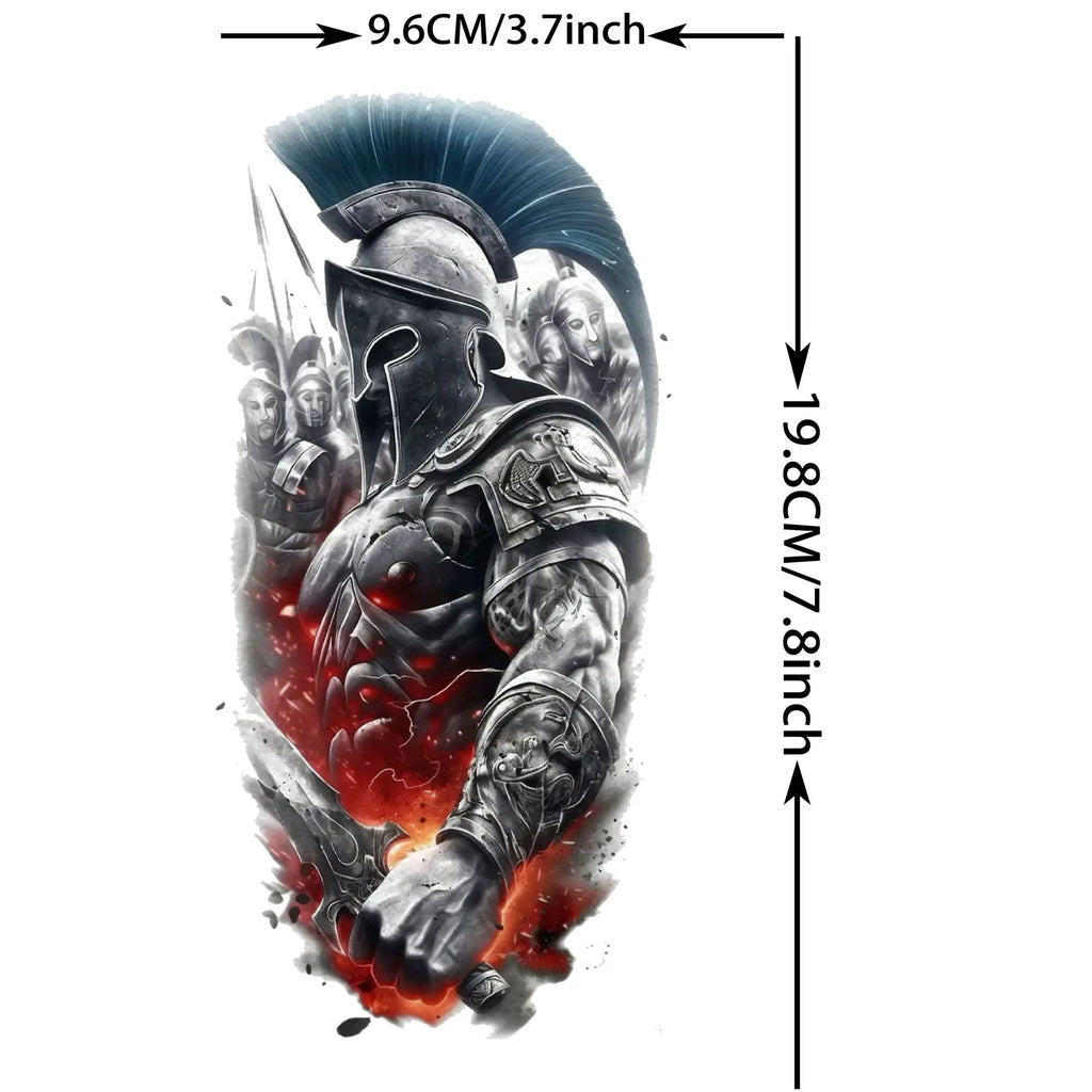 Spartan Warrior Temporary Tattoo — Realistic Waterproof Body Art
