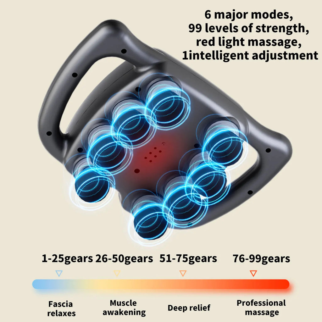 9 Modes 99 Gear Intensity Fascia Gun Muscle Massager Gun 8/16 Head High Frequency Neck Shoulder Waist Massage Machine For Body
