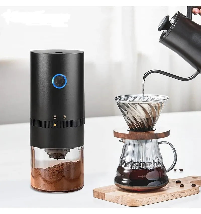Electric Coffee Grinder with LED Display — Rechargeable Portable Automatic Pepper & Spice Mill
