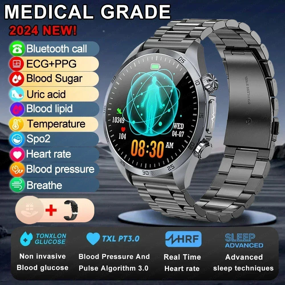 2026 Medical Grade Electropathy Smartwatch — ECG+PPG Blood Sugar, Lipid & Uric Acid