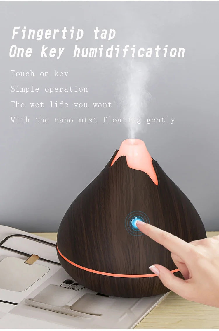 350ml Wood Grain Aromatherapy Diffuser — Remote Control, 7-Color LED Ultrasonic Humidifier