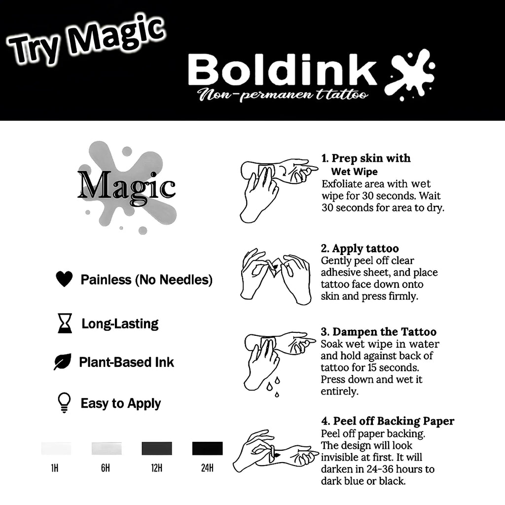 Boldink Rose Semi-Permanent Tattoo — Lasts Up to 15 Days