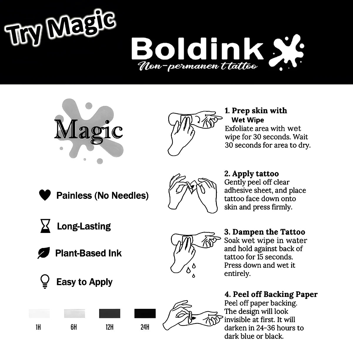 Boldink Rose Semi-Permanent Tattoo — Lasts Up to 15 Days