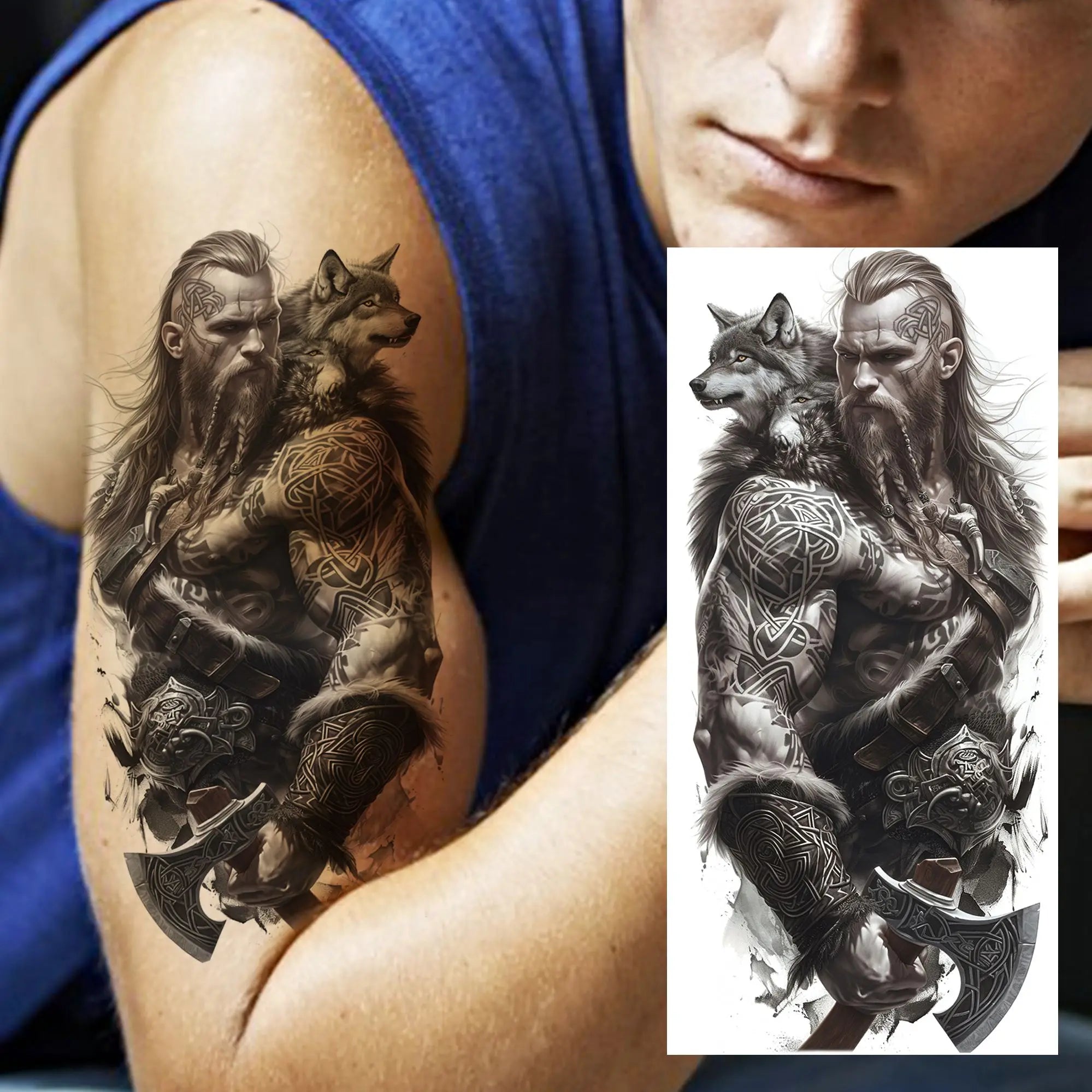 Spartan Warrior Temporary Tattoo — Realistic Waterproof Body Art