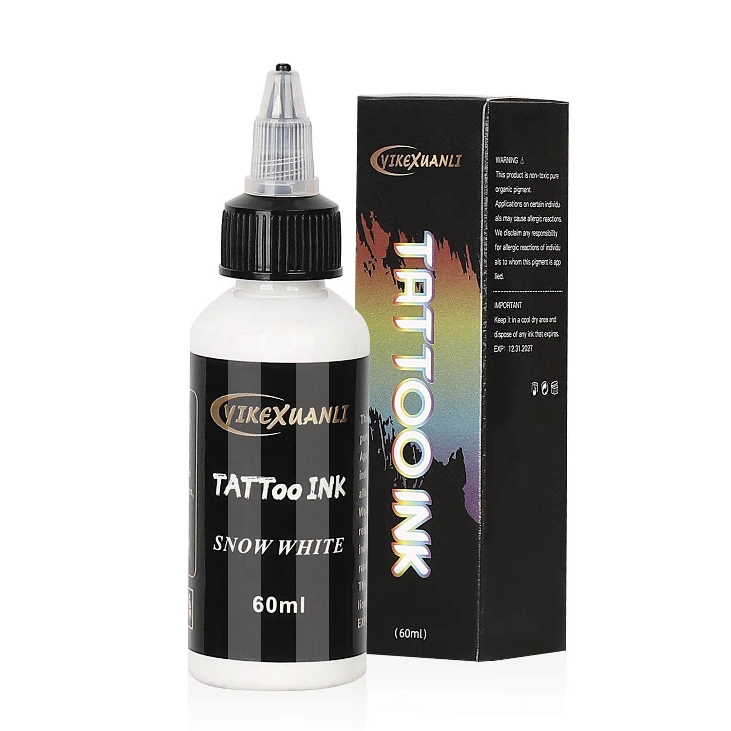 Professional Tattoo Ink Pigment 60ml — White, Black & Red Body Art Kit