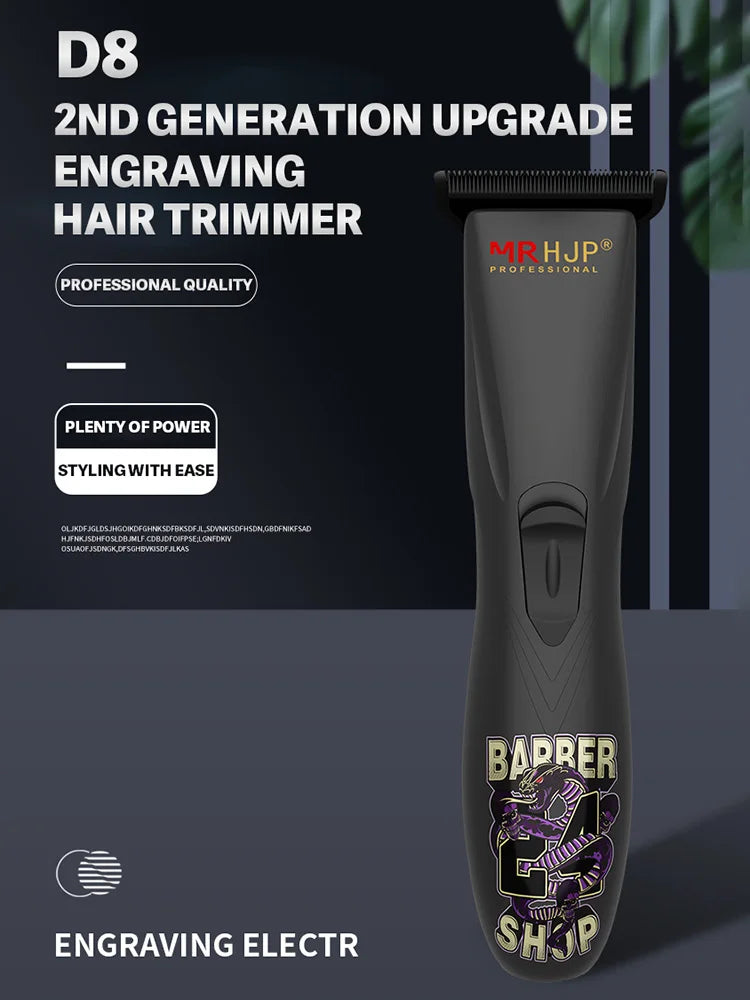 D8 Professional Hair Clipper — DLC Ceramic Blade 7200RPM Oil Head Engraving Trimmer
