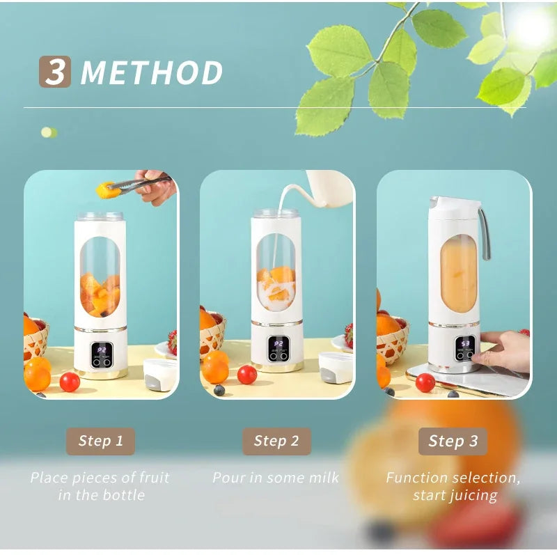 2025 Mini Electric Juicer 450ml — Powerful Motor, Digital Display, Crushed Ice