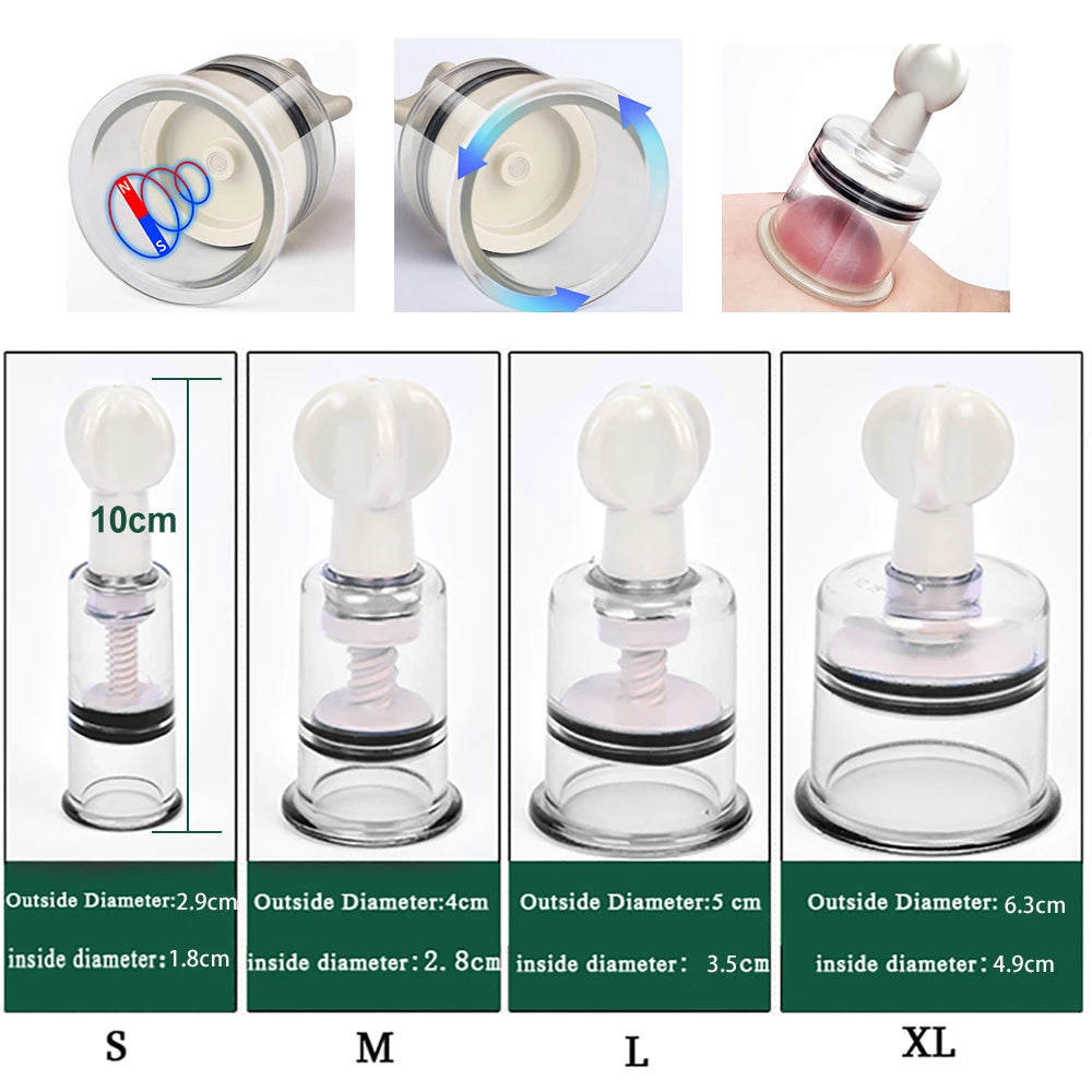 4 Size Massage Physiotherapy Cupping Manual Rotating Handle Cup Anti Cellulite Vacuum Cupping Cups Vacuum Body Massage Cans