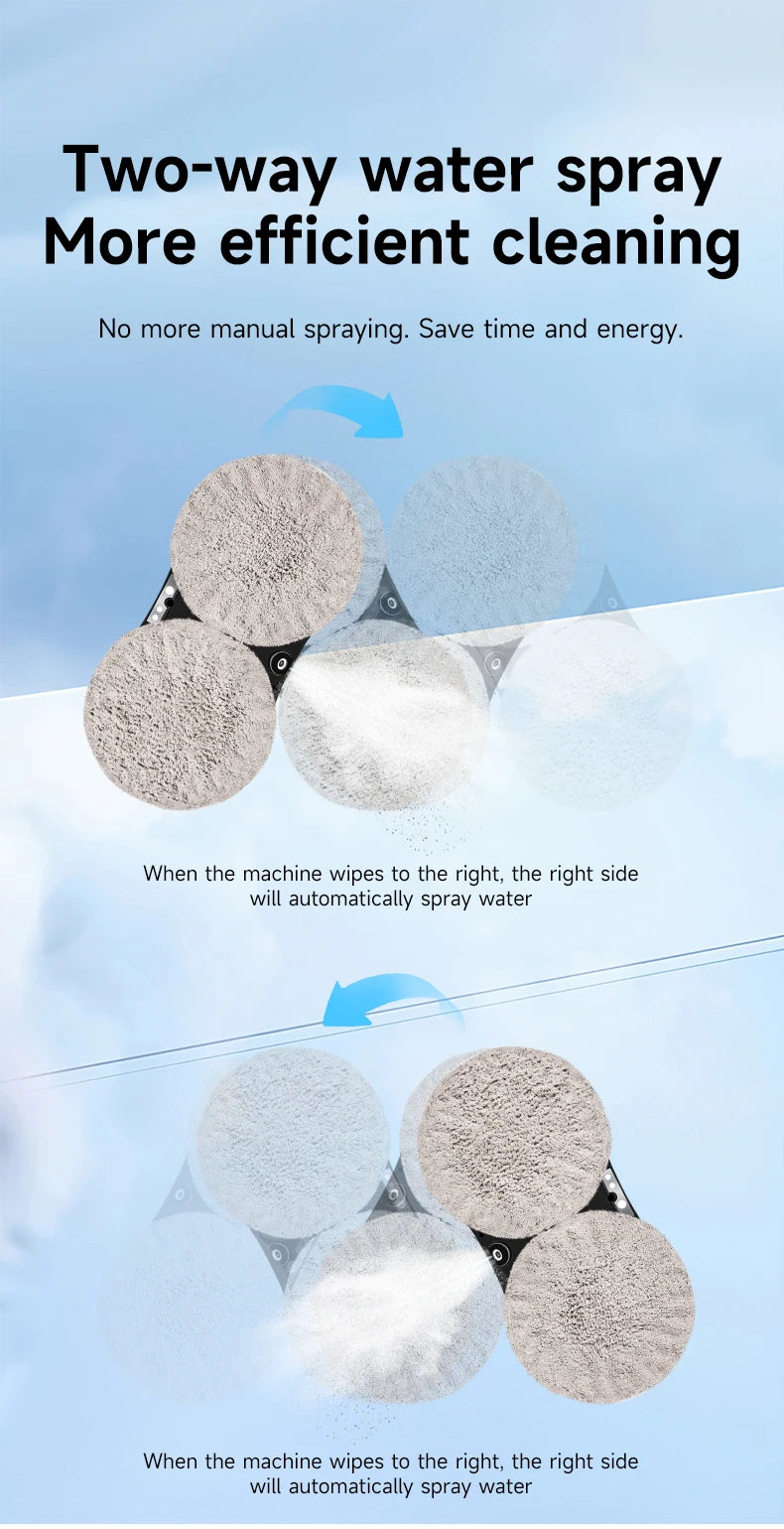 DIVEDEER Dual-Surface Window Cleaning Robot — Remote-Controlled Auto Glass Mist Spray Cleaner