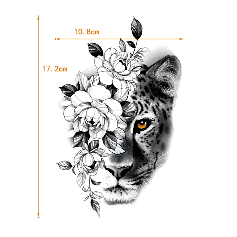 Leopard & Henna Temporary Tattoo Stickers — 5 Styles Flash Body Art