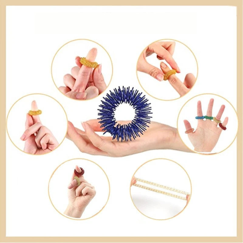 10pcs/Lot Hot Sale Finger Massage Sujok Ring Acupuncture Ring Health Care Body Massage Chinese Medicine Color Gold