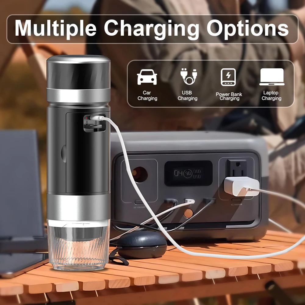 DENOKIN 3-in-1 Portable Espresso Machine — Digital Display, Removable Battery for Car, Home & Camping