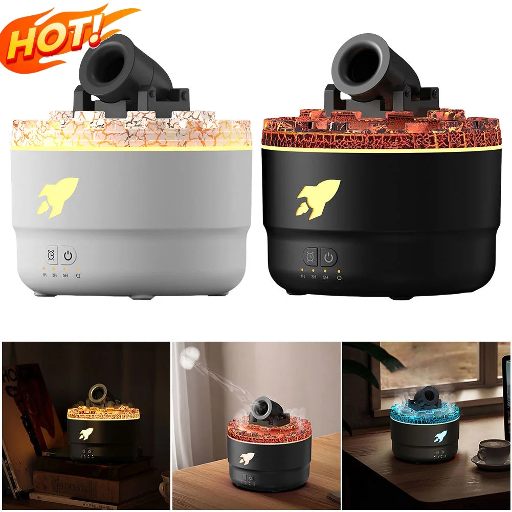 Volcanic Cannon Humidifier — RGB Aromatherapy Diffuser with Timer & Blast Effect