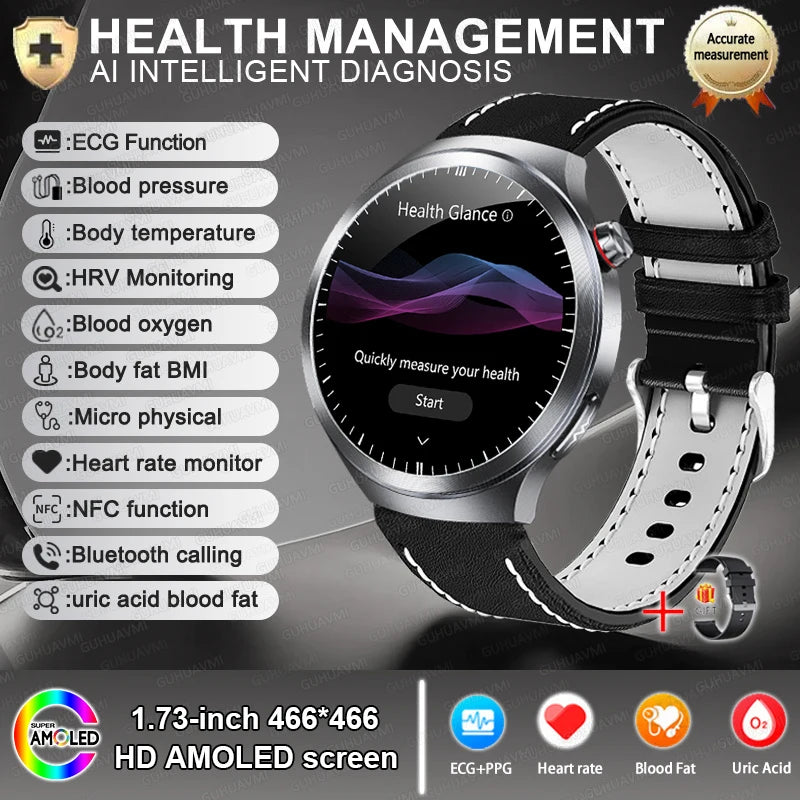 2026 ECG+PPG Health Smartwatch — NFC, 100+ Sports, HD Bluetooth Call for Men & Women