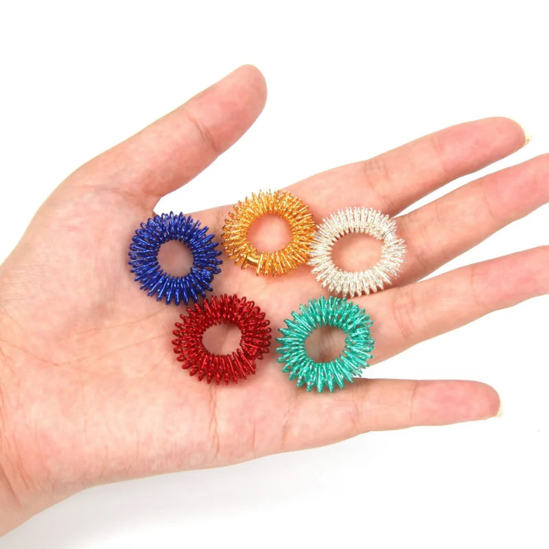 10pcs/Lot Hot Sale Finger Massage Sujok Ring Acupuncture Ring Health Care Body Massage Chinese Medicine Color Gold