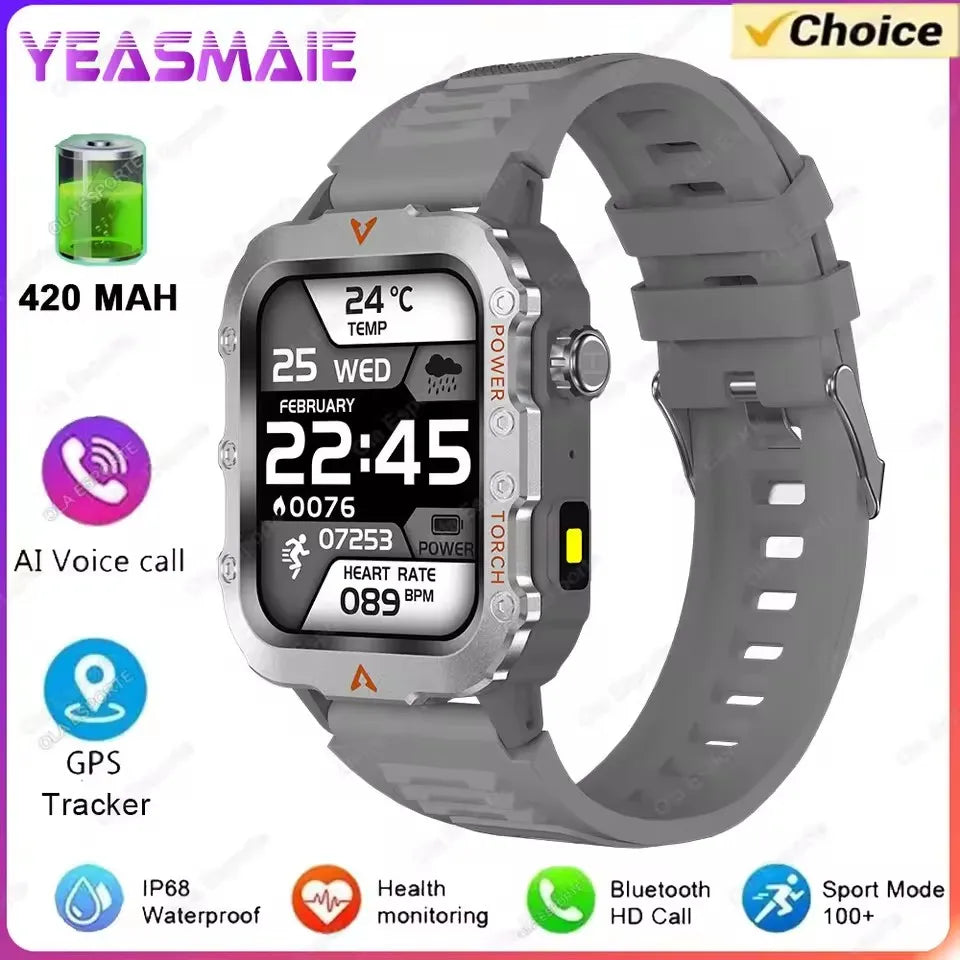 2026 Rugged Military Smartwatch — Waterproof, AI Voice, Health Monitor for Men