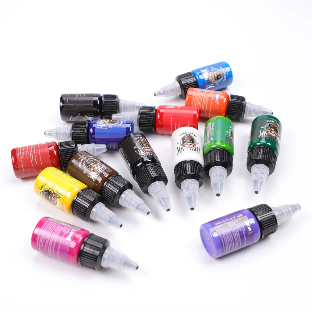 Hawink Tattoo Ink Kit — 7 or 14 Colors, 15ml/Bottle Semi-Permanent