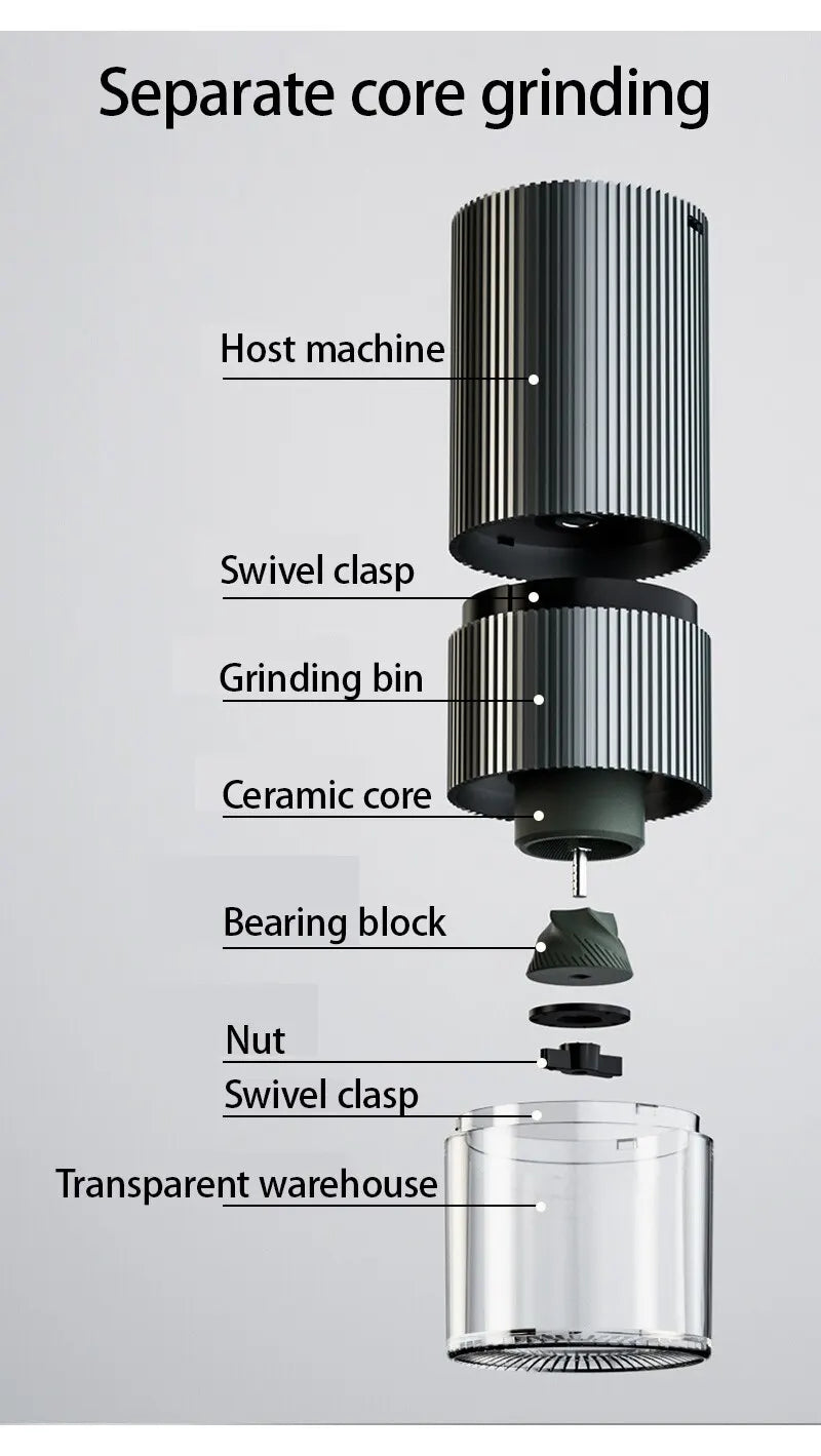 Electric Coffee Grinder with LED Display — Rechargeable Portable Automatic Pepper & Spice Mill